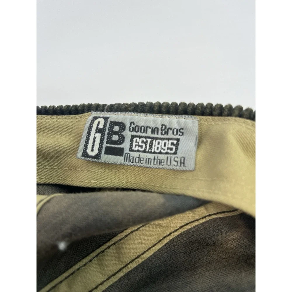 Goorin Bros Corduroy Hat Strapback Green Brown Vintage Made In USA